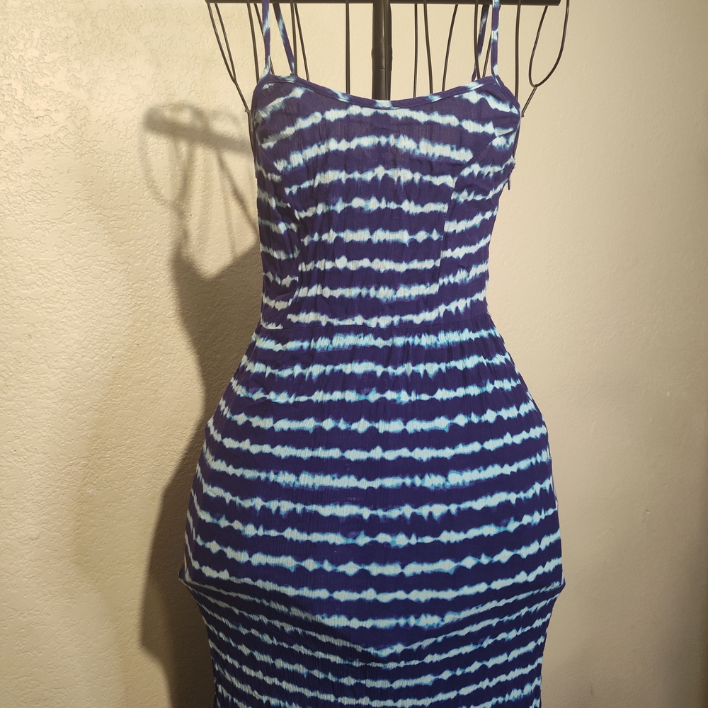 Mossimo Supply Co. Navy and Light Blue Tie-Dye Maxi Dress